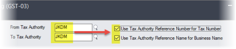 Image showing the Use Tax Authority Reference Number for Tax Number and Use Tax Authority Reference Name for Business Name options